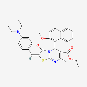 ethyl (2E)-2-[4-(diethylamino)benzylidene]-5-(2-methoxynaphthalen-1-yl)-7-methyl-3-oxo-2,3-dihydro-5H-[1,3]thiazolo[3,2-a]pyrimidine-6-carboxylate