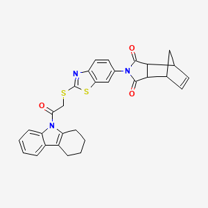 2-(2-{[2-oxo-2-(1,2,3,4-tetrahydro-9H-carbazol-9-yl)ethyl]sulfanyl}-1,3-benzothiazol-6-yl)-3a,4,7,7a-tetrahydro-1H-4,7-methanoisoindole-1,3(2H)-dione