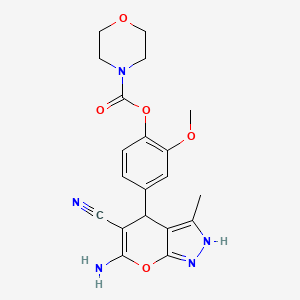 4-(6-Amino-5-cyano-3-methyl-1,4-dihydropyrano[2,3-c]pyrazol-4-yl)-2-methoxyphenyl morpholine-4-carboxylate