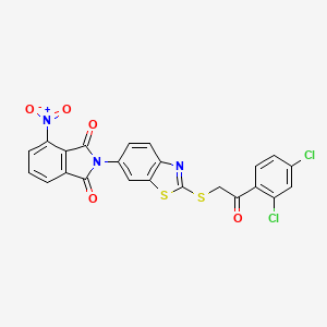 molecular formula C23H11Cl2N3O5S2 B11521483 2-(2-{[2-(2,4-dichlorophenyl)-2-oxoethyl]sulfanyl}-1,3-benzothiazol-6-yl)-4-nitro-1H-isoindole-1,3(2H)-dione 