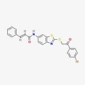 (2E)-N-(2-{[2-(4-bromophenyl)-2-oxoethyl]sulfanyl}-1,3-benzothiazol-6-yl)-3-phenylprop-2-enamide