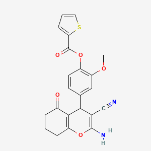 molecular formula C22H18N2O5S B11521547 4-(2-amino-3-cyano-5-oxo-5,6,7,8-tetrahydro-4H-chromen-4-yl)-2-methoxyphenyl thiophene-2-carboxylate 