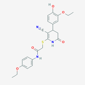 2-{[3-cyano-4-(3-ethoxy-4-hydroxyphenyl)-6-oxo-1,4,5,6-tetrahydropyridin-2-yl]sulfanyl}-N-(4-ethoxyphenyl)acetamide