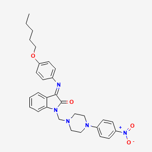 (3E)-1-{[4-(4-Nitrophenyl)piperazin-1-YL]methyl}-3-{[4-(pentyloxy)phenyl]imino}-2,3-dihydro-1H-indol-2-one