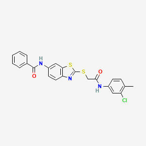 molecular formula C23H18ClN3O2S2 B11521605 N-[2-({2-[(3-chloro-4-methylphenyl)amino]-2-oxoethyl}sulfanyl)-1,3-benzothiazol-6-yl]benzamide 