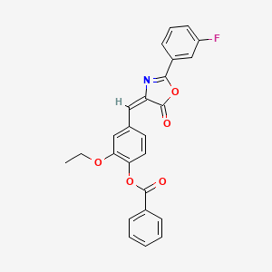 2-ethoxy-4-{(E)-[2-(3-fluorophenyl)-5-oxo-1,3-oxazol-4(5H)-ylidene]methyl}phenyl benzoate