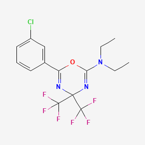 molecular formula C15H14ClF6N3O B11521656 6-(3-chlorophenyl)-N,N-diethyl-4,4-bis(trifluoromethyl)-4H-1,3,5-oxadiazin-2-amine 