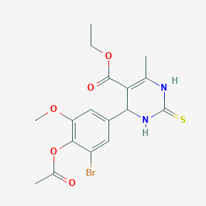 Ethyl 4-[4-(acetyloxy)-3-bromo-5-methoxyphenyl]-6-methyl-2-sulfanylidene-1,2,3,4-tetrahydropyrimidine-5-carboxylate