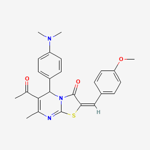 (2E)-6-acetyl-5-[4-(dimethylamino)phenyl]-2-(4-methoxybenzylidene)-7-methyl-5H-[1,3]thiazolo[3,2-a]pyrimidin-3(2H)-one