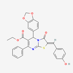 ethyl (2Z)-5-(1,3-benzodioxol-5-yl)-2-(4-hydroxybenzylidene)-3-oxo-7-phenyl-2,3-dihydro-5H-[1,3]thiazolo[3,2-a]pyrimidine-6-carboxylate