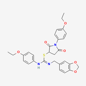 1-(4-ethoxyphenyl)-2,5-dioxopyrrolidin-3-yl N-(1,3-benzodioxol-5-ylmethyl)-N'-(4-ethoxyphenyl)carbamimidothioate