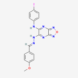 molecular formula C18H14IN7O2 B11521710 N-(4-iodophenyl)-6-[(2E)-2-(4-methoxybenzylidene)hydrazinyl][1,2,5]oxadiazolo[3,4-b]pyrazin-5-amine 