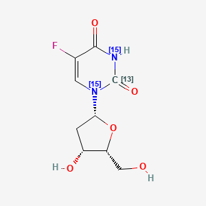 molecular formula C₈¹³CH₁₁F¹⁵N₂O₅ B1152173 5-fluoro-1-[(2R,4R,5R)-4-hydroxy-5-(hydroxymethyl)oxolan-2-yl](213C,1,3-15N2)pyrimidine-2,4-dione 