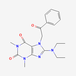 molecular formula C19H23N5O3 B11521750 8-Diethylamino-1,3-dimethyl-7-(2-oxo-2-phenyl-ethyl)-3,7-dihydro-purine-2,6-dione 