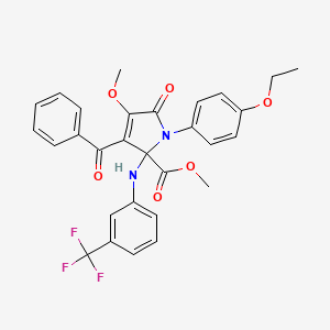 molecular formula C29H25F3N2O6 B11521753 methyl 1-(4-ethoxyphenyl)-4-methoxy-5-oxo-3-(phenylcarbonyl)-2-{[3-(trifluoromethyl)phenyl]amino}-2,5-dihydro-1H-pyrrole-2-carboxylate 