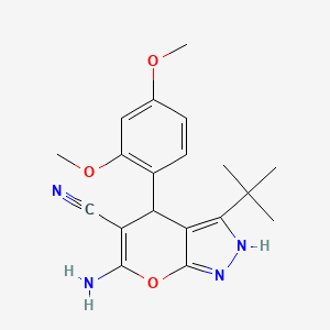 6-Amino-3-tert-butyl-4-(2,4-dimethoxyphenyl)-1,4-dihydropyrano[2,3-c]pyrazole-5-carbonitrile