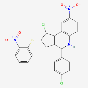 1-chloro-4-(4-chlorophenyl)-8-nitro-2-[(2-nitrophenyl)sulfanyl]-2,3,3a,4,5,9b-hexahydro-1H-cyclopenta[c]quinoline