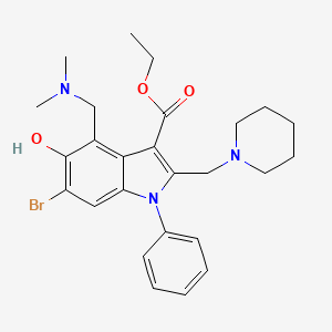 molecular formula C26H32BrN3O3 B11521801 ethyl 6-bromo-4-[(dimethylamino)methyl]-5-hydroxy-1-phenyl-2-(piperidin-1-ylmethyl)-1H-indole-3-carboxylate 