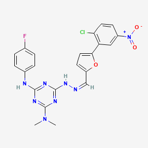 6-[(2Z)-2-{[5-(2-chloro-5-nitrophenyl)furan-2-yl]methylidene}hydrazinyl]-N'-(4-fluorophenyl)-N,N-dimethyl-1,3,5-triazine-2,4-diamine