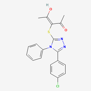 (3E)-3-{[5-(4-chlorophenyl)-4-phenyl-4H-1,2,4-triazol-3-yl]sulfanyl}-4-hydroxypent-3-en-2-one