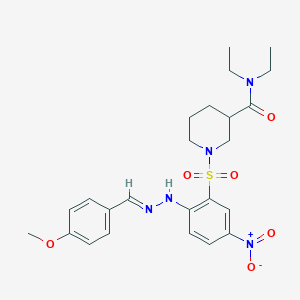 N,N-diethyl-1-({2-[(2E)-2-(4-methoxybenzylidene)hydrazinyl]-5-nitrophenyl}sulfonyl)piperidine-3-carboxamide