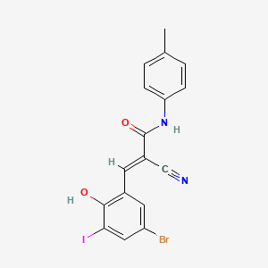 molecular formula C17H12BrIN2O2 B11521853 (2E)-3-(5-bromo-2-hydroxy-3-iodophenyl)-2-cyano-N-(4-methylphenyl)prop-2-enamide 