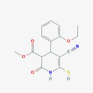 molecular formula C16H16N2O4S B11521860 Methyl 5-cyano-4-(2-ethoxyphenyl)-2-oxo-6-sulfanyl-1,2,3,4-tetrahydropyridine-3-carboxylate 