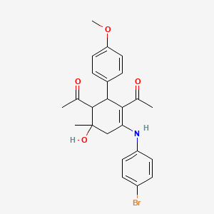 1,1'-{4-[(4-Bromophenyl)amino]-6-hydroxy-2-(4-methoxyphenyl)-6-methylcyclohex-3-ene-1,3-diyl}diethanone