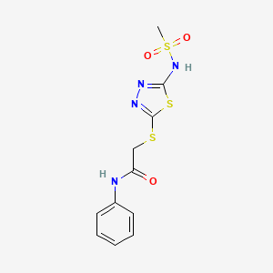 molecular formula C11H12N4O3S3 B11521946 2-({5-[(methylsulfonyl)amino]-1,3,4-thiadiazol-2-yl}sulfanyl)-N-phenylacetamide 