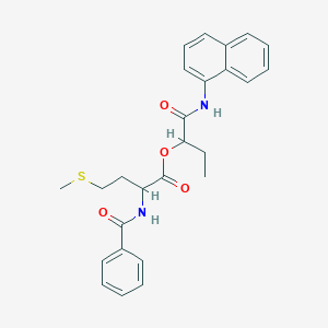 molecular formula C26H28N2O4S B11521974 1-[(Naphthalen-1-YL)carbamoyl]propyl 4-(methylsulfanyl)-2-(phenylformamido)butanoate 