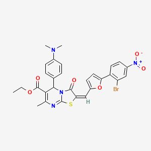 ethyl (2E)-2-{[5-(2-bromo-4-nitrophenyl)furan-2-yl]methylidene}-5-[4-(dimethylamino)phenyl]-7-methyl-3-oxo-2,3-dihydro-5H-[1,3]thiazolo[3,2-a]pyrimidine-6-carboxylate