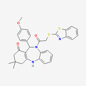 5-[2-(1,3-Benzothiazol-2-ylsulfanyl)acetyl]-6-(4-methoxyphenyl)-9,9-dimethyl-6,8,10,11-tetrahydrobenzo[b][1,4]benzodiazepin-7-one