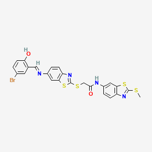 2-[(6-{[(E)-(5-bromo-2-hydroxyphenyl)methylidene]amino}-1,3-benzothiazol-2-yl)sulfanyl]-N-[2-(methylsulfanyl)-1,3-benzothiazol-6-yl]acetamide