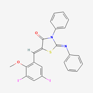 (2Z,5Z)-5-(3,5-diiodo-2-methoxybenzylidene)-3-phenyl-2-(phenylimino)-1,3-thiazolidin-4-one