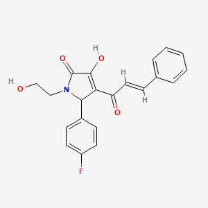 (4E)-5-(4-fluorophenyl)-1-(2-hydroxyethyl)-4-[(2E)-1-hydroxy-3-phenylprop-2-en-1-ylidene]pyrrolidine-2,3-dione