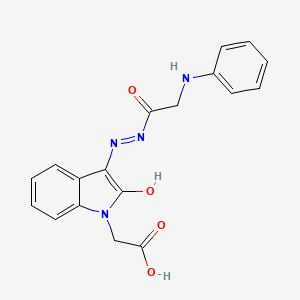 2-(2-Oxo-3-(2-(2-(phenylamino)acetyl)hydrazono)indolin-1-yl)acetic acid