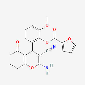 2-(2-amino-3-cyano-5-oxo-5,6,7,8-tetrahydro-4H-chromen-4-yl)-6-methoxyphenyl furan-2-carboxylate