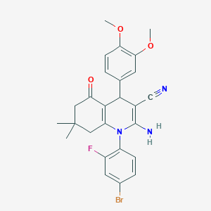 2-Amino-1-(4-bromo-2-fluorophenyl)-4-(3,4-dimethoxyphenyl)-7,7-dimethyl-5-oxo-1,4,5,6,7,8-hexahydroquinoline-3-carbonitrile