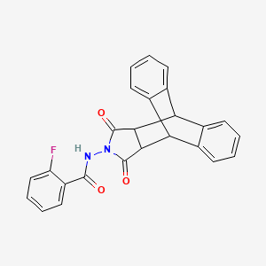 N-(16,18-dioxo-17-azapentacyclo[6.6.5.0~2,7~.0~9,14~.0~15,19~]nonadeca-2,4,6,9,11,13-hexaen-17-yl)-2-fluorobenzamide (non-preferred name)