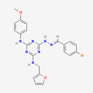 Benzaldehyde, 4-bromo-, [4-[(2-furanylmethyl)amino]-6-[(4-methoxyphenyl)amino]-1,3,5-triazin-2-yl]hydrazone