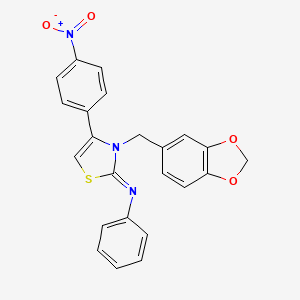 N-[(2Z)-3-(1,3-benzodioxol-5-ylmethyl)-4-(4-nitrophenyl)-1,3-thiazol-2(3H)-ylidene]aniline