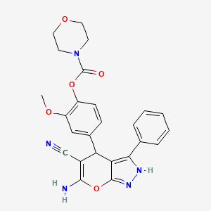 4-(6-Amino-5-cyano-3-phenyl-1,4-dihydropyrano[2,3-c]pyrazol-4-yl)-2-methoxyphenyl morpholine-4-carboxylate