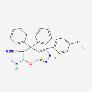 molecular formula C26H18N4O2 B11522171 6'-amino-3'-(4-methoxyphenyl)-1'H-spiro[fluorene-9,4'-pyrano[2,3-c]pyrazole]-5'-carbonitrile 