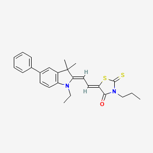 (5Z)-5-[(2Z)-2-(1-ethyl-3,3-dimethyl-5-phenyl-1,3-dihydro-2H-indol-2-ylidene)ethylidene]-3-propyl-2-thioxo-1,3-thiazolidin-4-one