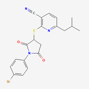 2-{[1-(4-Bromophenyl)-2,5-dioxopyrrolidin-3-yl]sulfanyl}-6-(2-methylpropyl)pyridine-3-carbonitrile