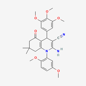 2-Amino-1-(2,5-dimethoxyphenyl)-7,7-dimethyl-5-oxo-4-(3,4,5-trimethoxyphenyl)-1,4,5,6,7,8-hexahydroquinoline-3-carbonitrile