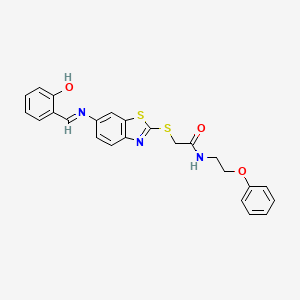 2-[(6-{[(E)-(2-hydroxyphenyl)methylidene]amino}-1,3-benzothiazol-2-yl)sulfanyl]-N-(2-phenoxyethyl)acetamide