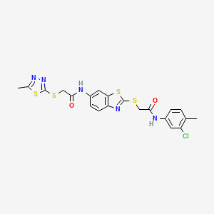 N-[2-({2-[(3-chloro-4-methylphenyl)amino]-2-oxoethyl}sulfanyl)-1,3-benzothiazol-6-yl]-2-[(5-methyl-1,3,4-thiadiazol-2-yl)sulfanyl]acetamide