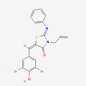 molecular formula C19H14Br2N2O2S B11522291 (2E,5E)-5-(3,5-dibromo-4-hydroxybenzylidene)-2-(phenylimino)-3-(prop-2-en-1-yl)-1,3-thiazolidin-4-one 