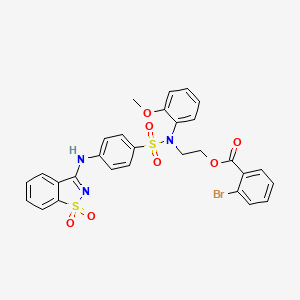 2-[({4-[(1,1-Dioxido-1,2-benzothiazol-3-yl)amino]phenyl}sulfonyl)(2-methoxyphenyl)amino]ethyl 2-bromobenzoate